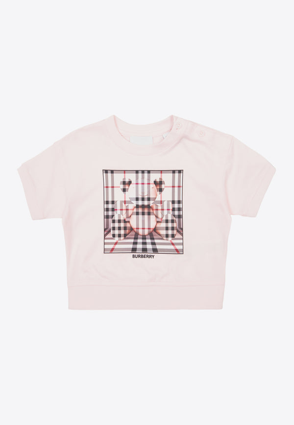 Burberry Kids Baby Girls Printed Crewneck T-shirt Pink 8072762 A2889-ALABASTER PINK