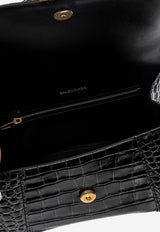 Balenciaga Small Hourglass Crocodile-Embossed Crossbody Bag 593546 1LRGM-1000