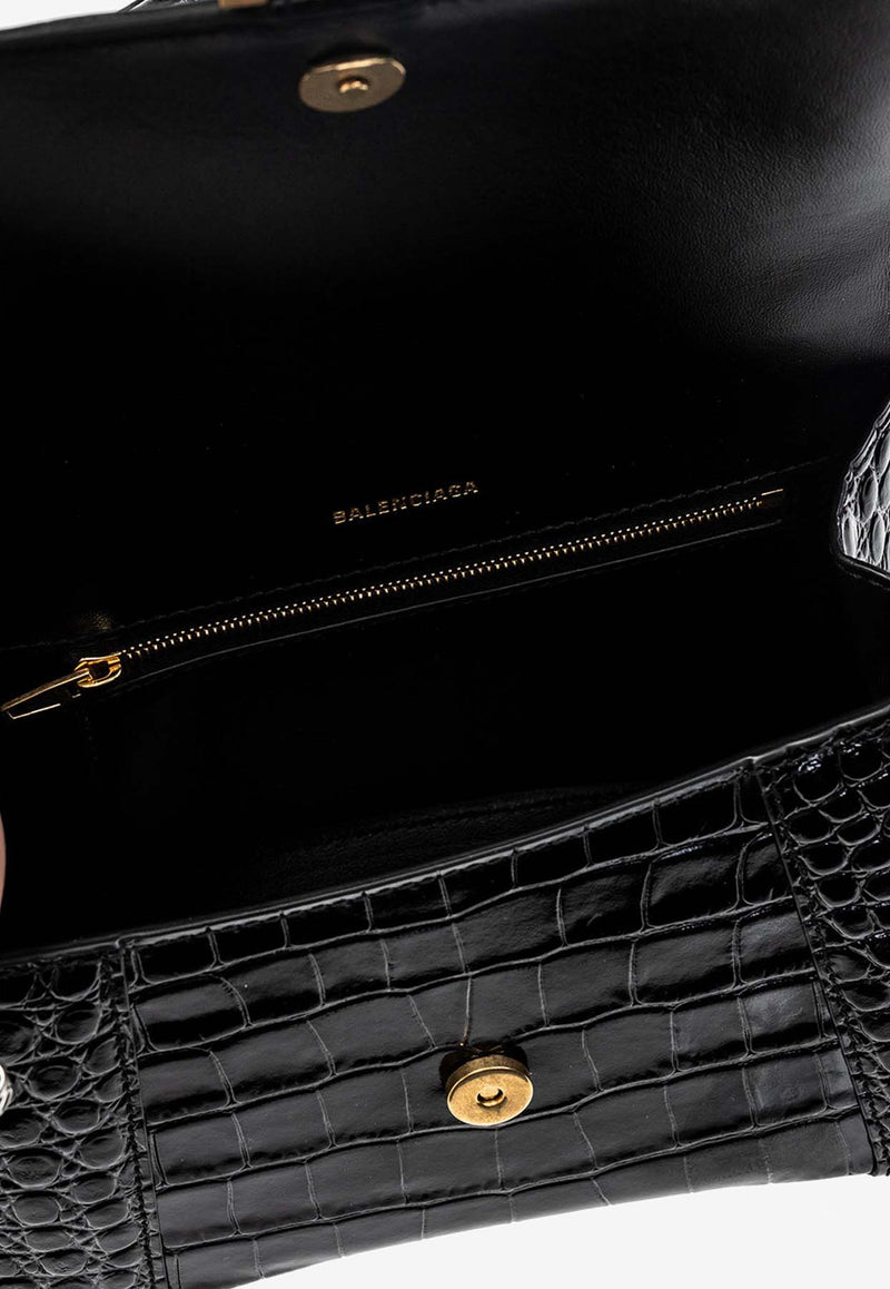 Balenciaga Small Hourglass Crocodile-Embossed Crossbody Bag 593546 1LRGM-1000