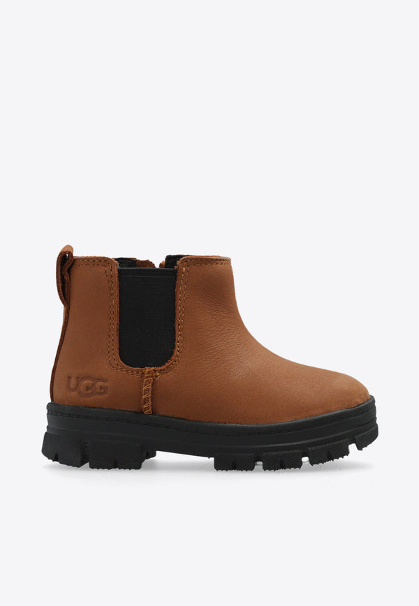 UGG Kids Boys Ashton Leather Ankle Boots Brown 1143662T 0-CHE
