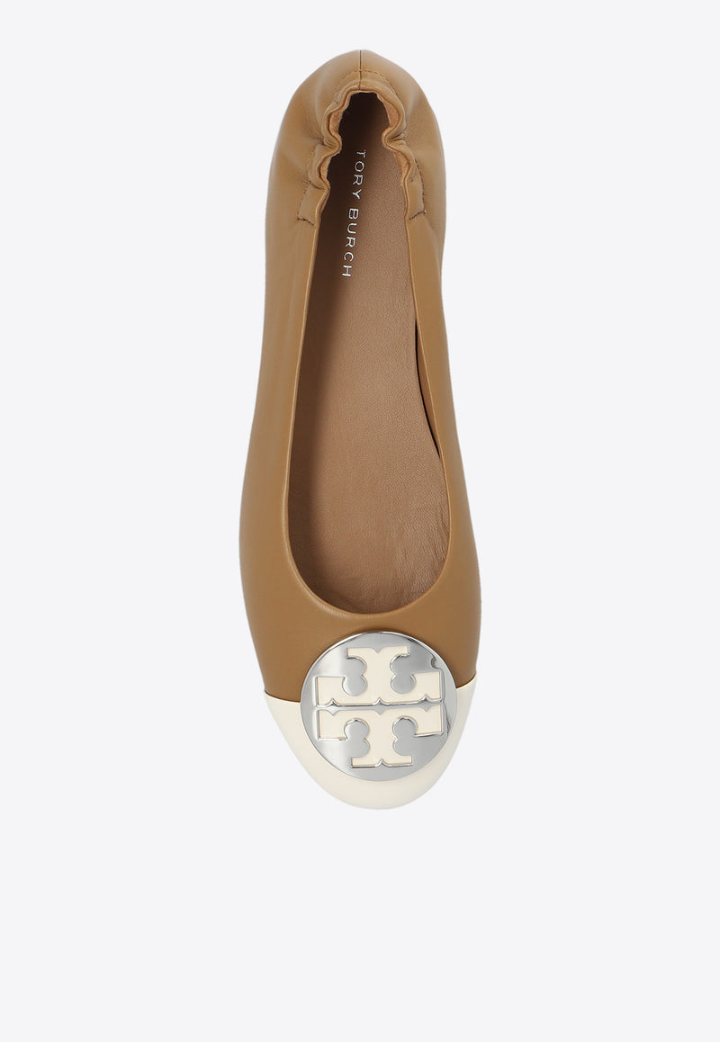 Tory Burch Claire Cap-Toe Leather Ballet Flats Brown 148336 0-250