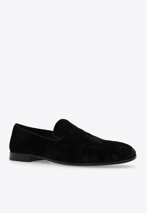 Dolce & Gabbana Velvet Moccasin Loafers Black 64042010