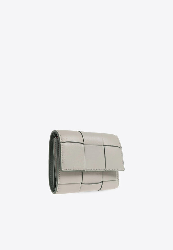 Bottega Veneta Cassette Tri-Fold Wallet in Intreccio Nappa Leather 750245V2PN1 1582 Agate Gray