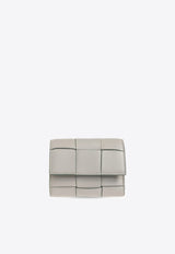 Bottega Veneta Cassette Tri-Fold Wallet in Intreccio Nappa Leather 750245V2PN1 1582 Agate Gray