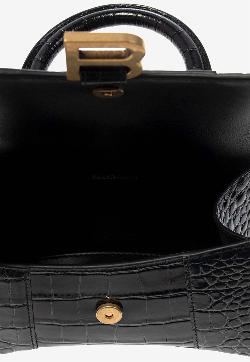 Balenciaga XS Hourglass Crocodile-Embossed Crossbody Bag 592833 1LRGM-1000