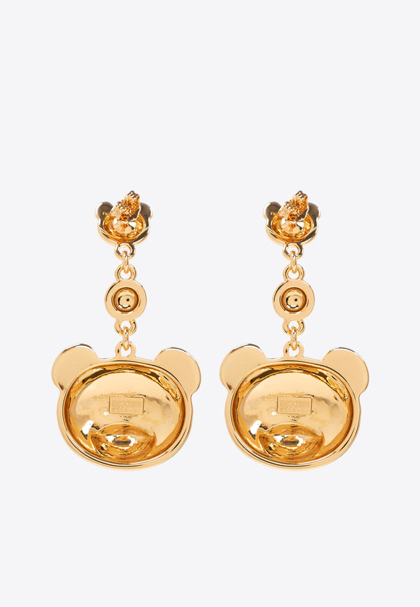 Moschino Teddy Bear Head Drop Earrings Gold 23271 A9114 8401-0606