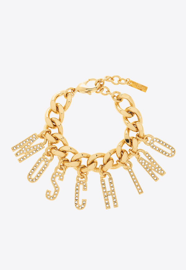 Moschino Crystal-Embellished Logo Lettering Bracelet Gold 23271 A9168 8414-1606