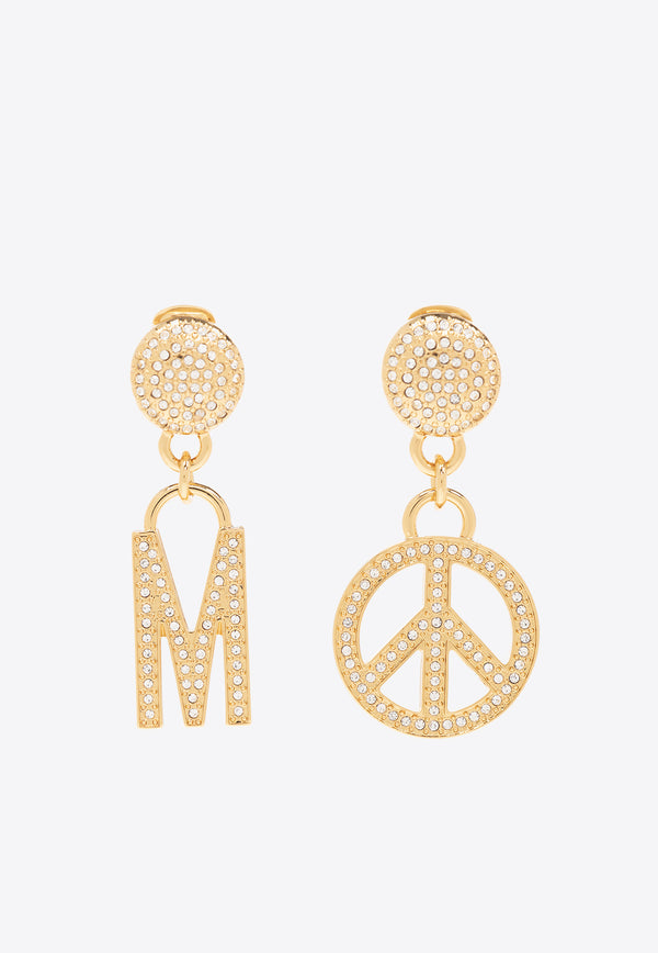 Moschino Crystal-Embellished Mismatched Earrings Gold 23271 A9169 8434-1606