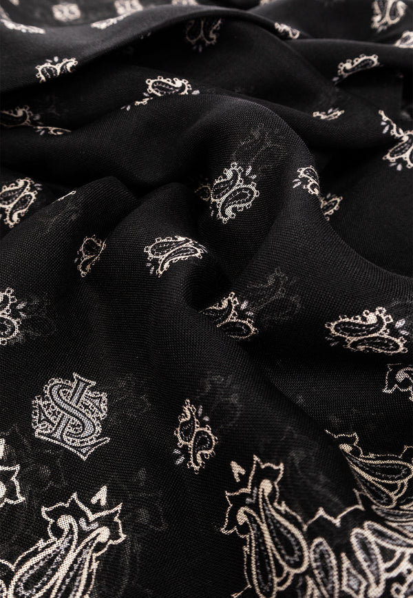Saint Laurent Bandana Scarf in Cashmere and Silk 346534 3Y667-1077