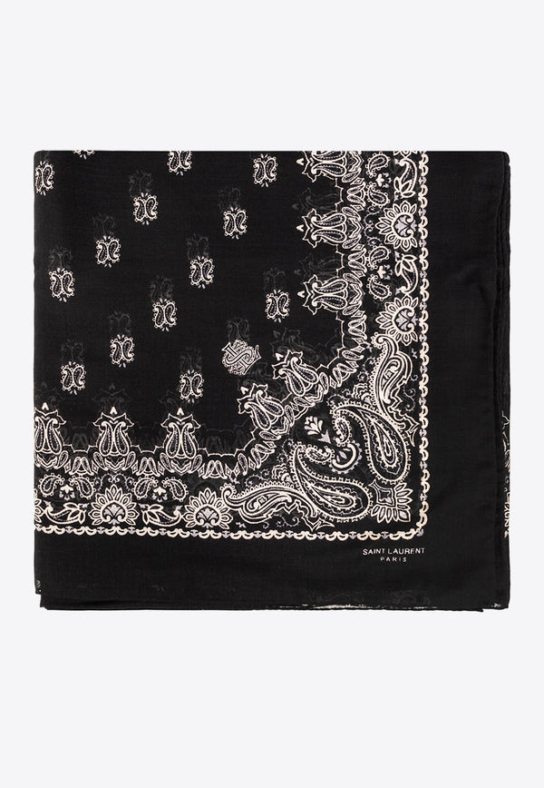 Saint Laurent Bandana Scarf in Cashmere and Silk 346534 3Y667-1077
