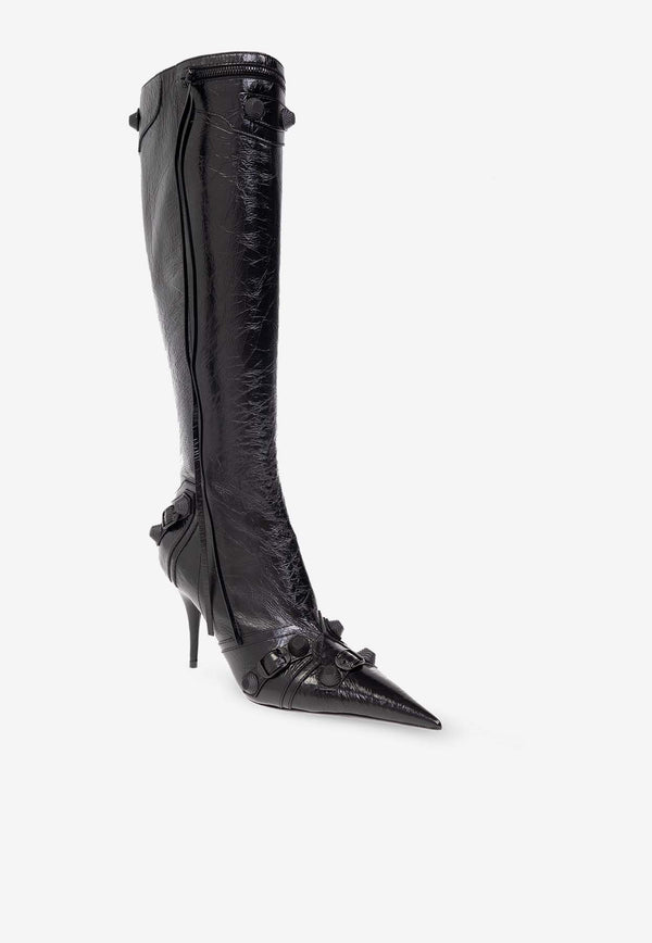 Balenciaga Cagole 90 Knee-High Leather Boots 694395 WBUA1-1010