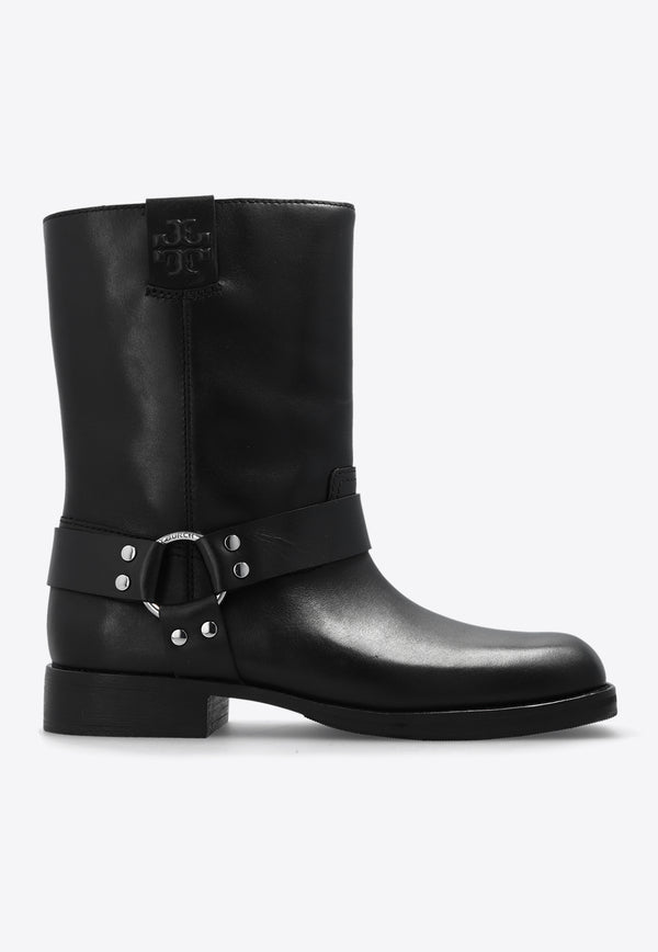 Tory Burch Double T Leather Ankle Boots Black 153058 0-006