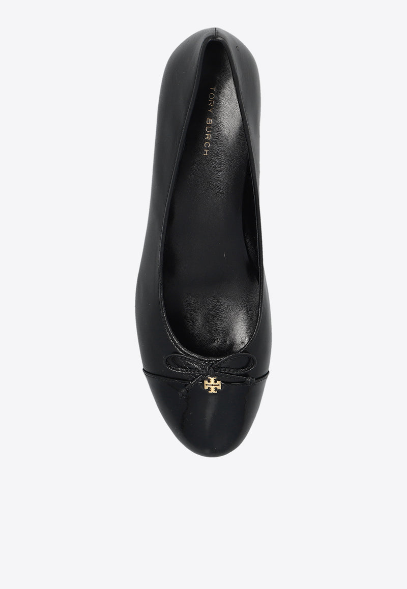 Tory Burch 45 Cap-Toe Leather Pumps Black 154517 0-004