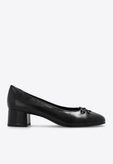 Tory Burch 45 Cap-Toe Leather Pumps Black 154517 0-004