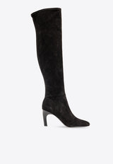 Tory Burch 80 Knee-High Suede Boots Black 155365 0-001