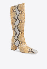 Tory Burch 70 Tall Banana Knee-High Boots in Snakeskin Leather Beige 155640 0-500