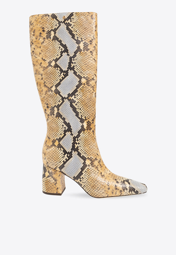 Tory Burch 70 Tall Banana Knee-High Boots in Snakeskin Leather Beige 155640 0-500