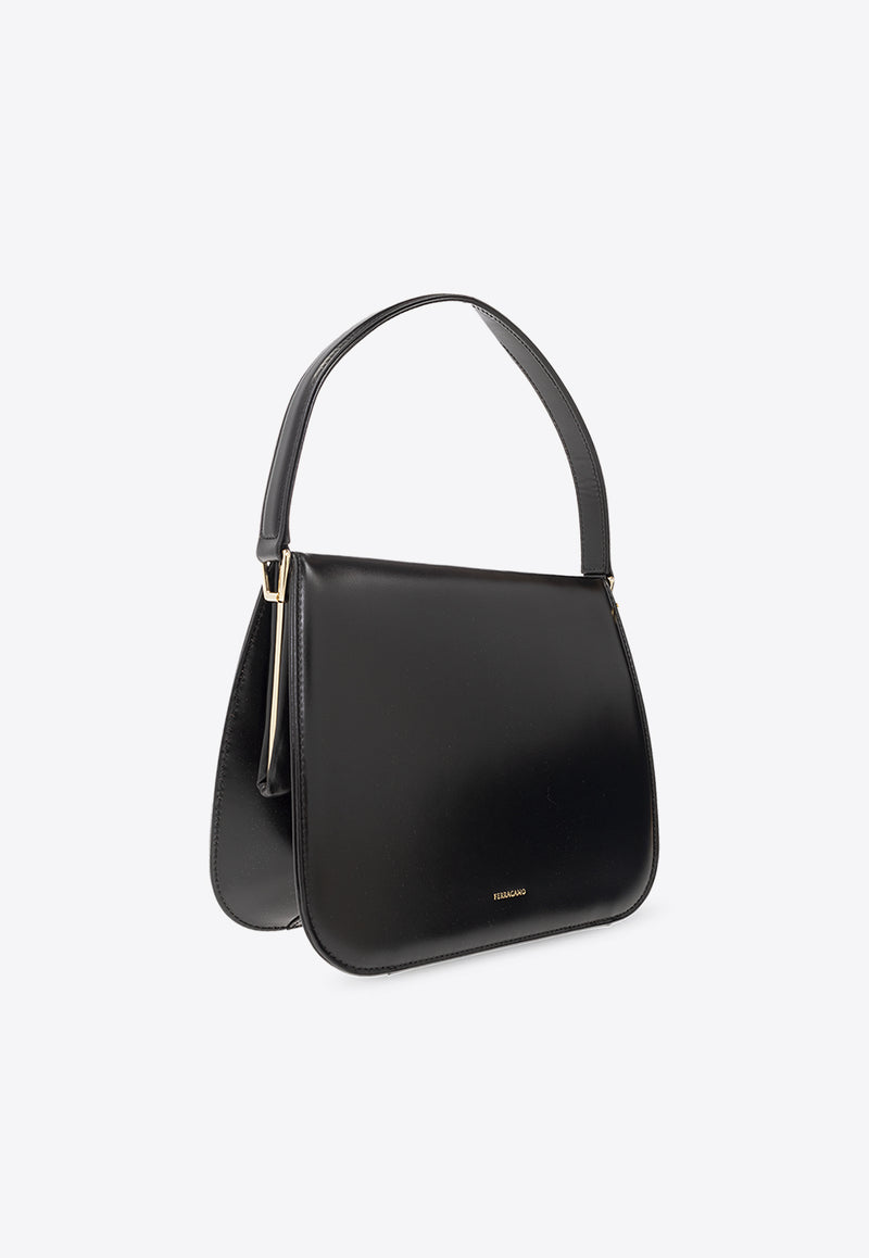 Salvatore Ferragamo Small New Frame Leather Handbag 215485 NEW FRAME S 766718-DOUBLE BLACK