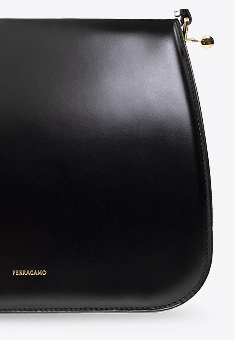 Salvatore Ferragamo Small New Frame Leather Handbag 215485 NEW FRAME S 766718-DOUBLE BLACK