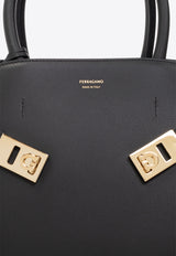Salvatore Ferragamo Small Hugo Leather Shoulder Bag 215608 HUG TH S 766758-NERO
