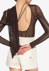 Jacquemus Le Body Abanaba Sheer Strappy Bodysuit Brown
