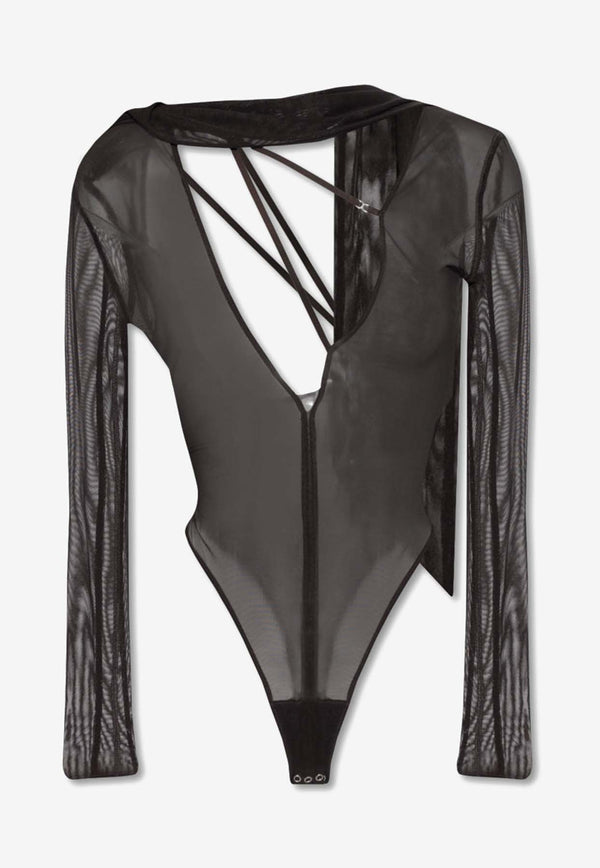 Jacquemus Le Body Abanaba Sheer Strappy Bodysuit Brown