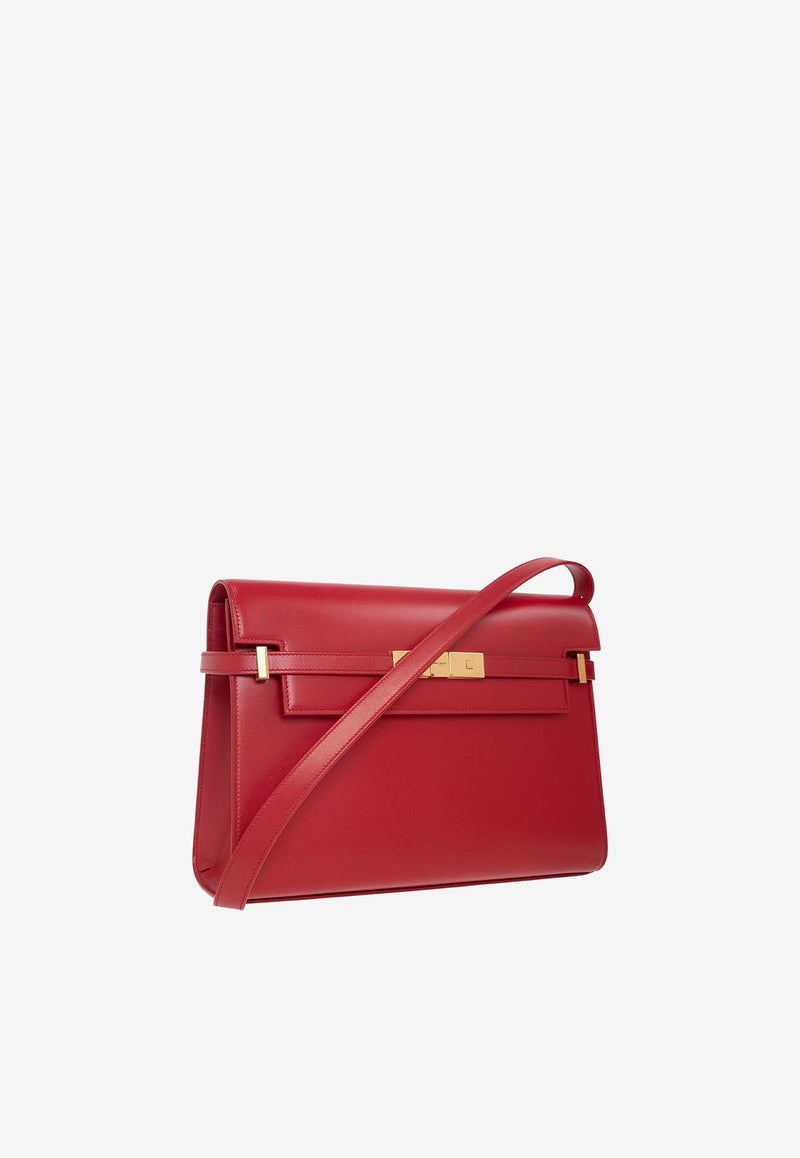 Saint Laurent Manhattan Calf Leather Shoulder Bag Red 579271 0SX0W-6805