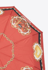 Moschino Graphic Logo-Print Folding Umbrella Red 66019100