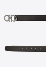 Salvatore Ferragamo Reversible Gancini Leather Belt 67A161 DOUBLE ADJUS 725421-NERO