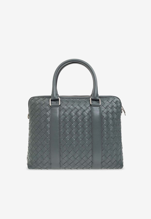 Bottega Veneta Slim Intrecciato Leather Briefcase Slate 690702 V2E42-1614