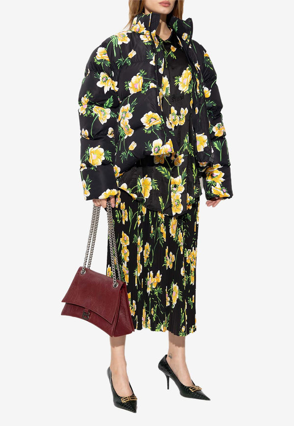 Balenciaga Floral-Printed Pleated Midi Skirt 704365 TPL47-1361