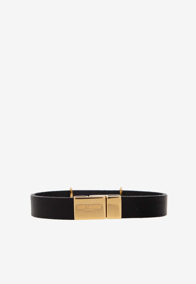 Saint Laurent Opyum Monogram Leather Bracelet Black 708815 0IH0J-1000