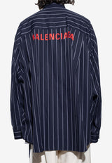 Balenciaga Oversized Logo-Printed Striped Shirt 725377 TOM07-8502