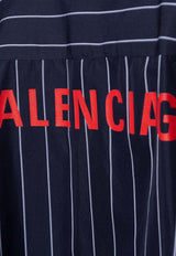 Balenciaga Oversized Logo-Printed Striped Shirt 725377 TOM07-8502