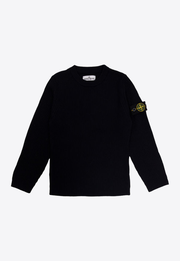 Stone Island Junior Boys Logo Patch Wool Sweater Navy 7916510C2 0-V0020