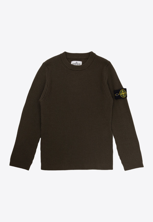 Stone Island Junior Boys Logo Patch Wool Sweater Green 7916510C2 0-V0054