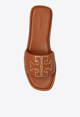 Tory Burch Double T Sport Leather Flat Sandals Brown 79985 0-202