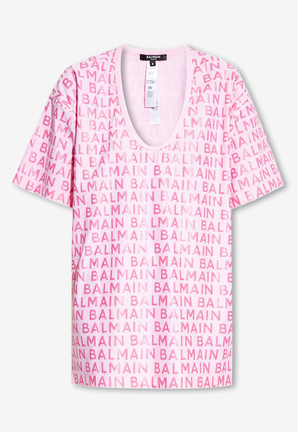 Balmain Glittered Logomania Short-Sleeved T-shirt BKM3I1600 0-681
