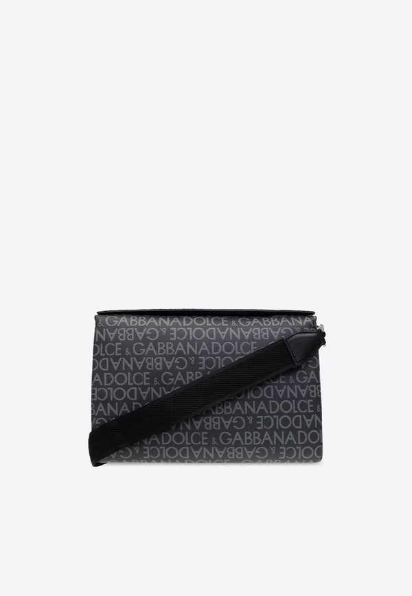 Dolce & Gabbana Logo Jacquard Leather Crossbody Bag BM2282 AJ705-8B969