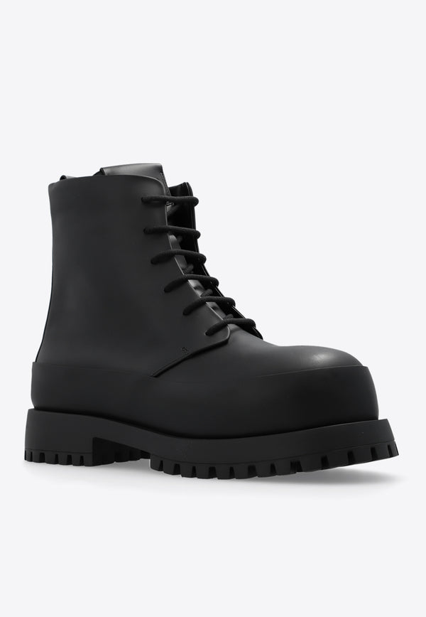 Salvatore Ferragamo Fede Leather Ankle Boots 021984 FEDE 766278-NERO