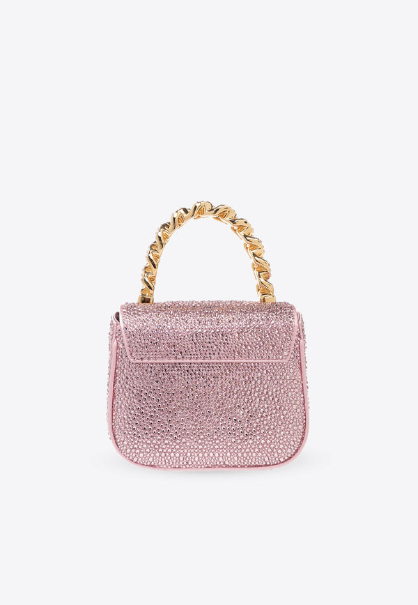 Versace Mini La Medusa Crystal Shoulder Bag Pink 1003016 1A06487-1P88V