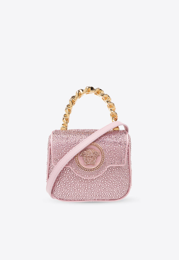 Versace Mini La Medusa Crystal Shoulder Bag Pink 1003016 1A06487-1P88V