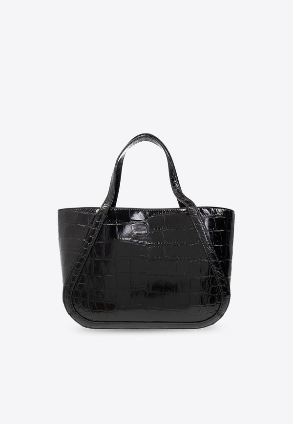 Versace Greca Goddess Tote Bag in Croc-Embossed Leather Black 1009438 1A08724-1B00V