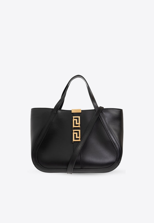 Versace Greca Goddess Calf Leather Shoulder Bag Black 1009438 1A08774-1B00V