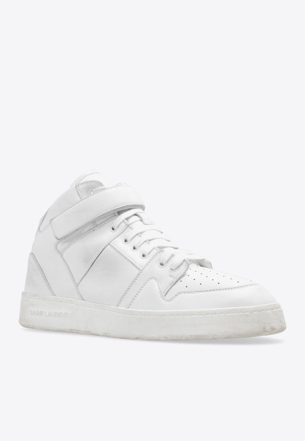 Saint Laurent Lax Washed-Out High-Top Sneakers White 757317 00N00-9030