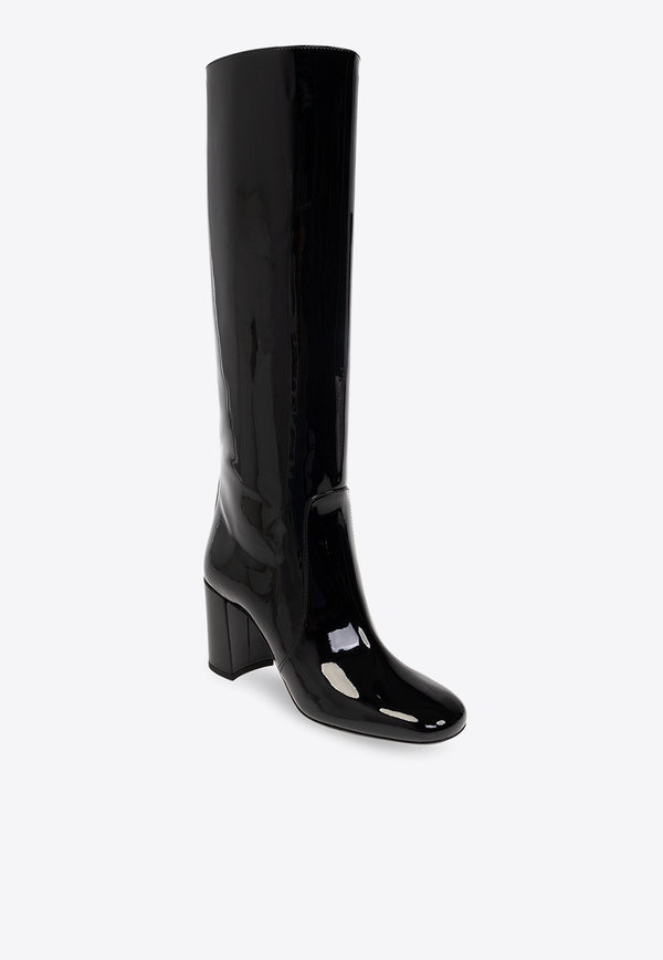 Saint Laurent Who 70 Patent Leather Knee-High Boots Black 757601 1TV00-1000