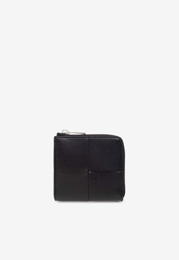 Bottega Veneta Cassette Square Compact Leather Wallet Black 765782 VBWD2-8803