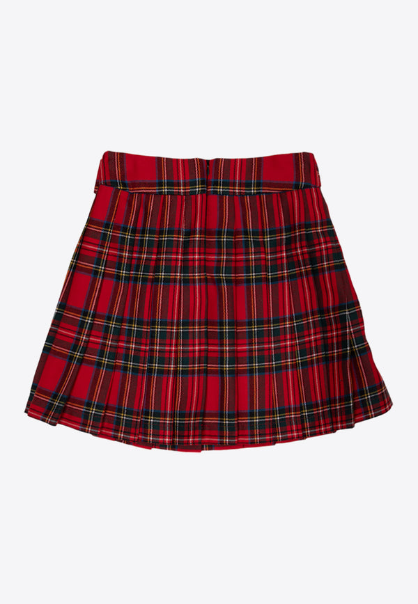 Dolce & Gabbana Kids Girls Checked-Pattern Wool Skirt Red L54I71 FQ2C9-S8118