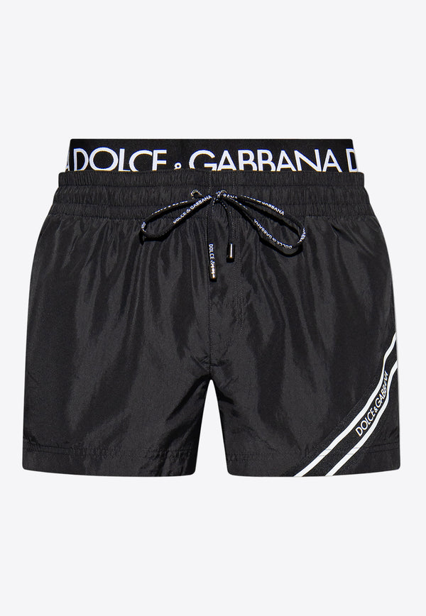 Dolce & Gabbana Logo Waistband Short Swim Shorts M4E70T FUSFW-N0000