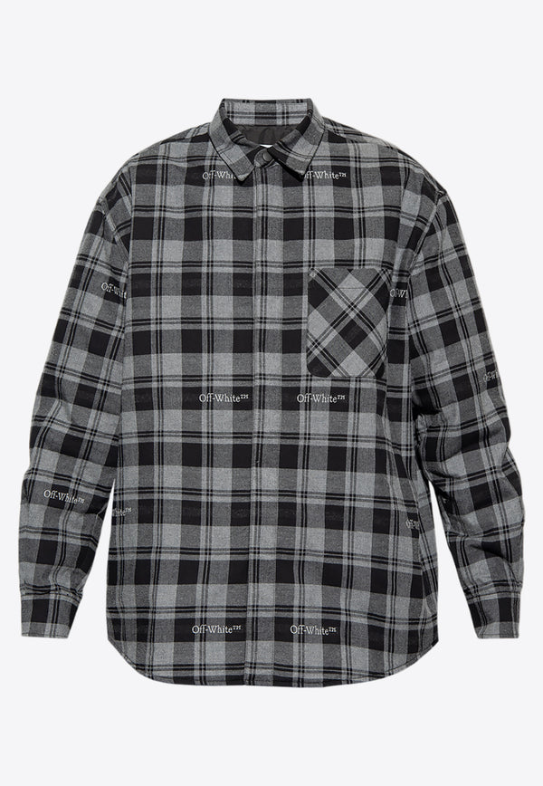 Off-White Logo Embroidered Checked Shirt Gray OMES003F23 FAB001-0800